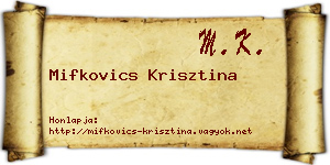 Mifkovics Krisztina névjegykártya